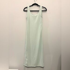 Mint Green Ribbed Fitted Stretchy Bodycon Tank Dress Tie‎ Cinched Size M